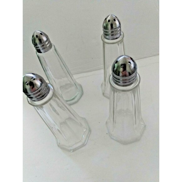 Vintage Diner Style Glass Salt and Pepper Shakers Stainless Steel Lids (2 sets) - Picture 3 of 11